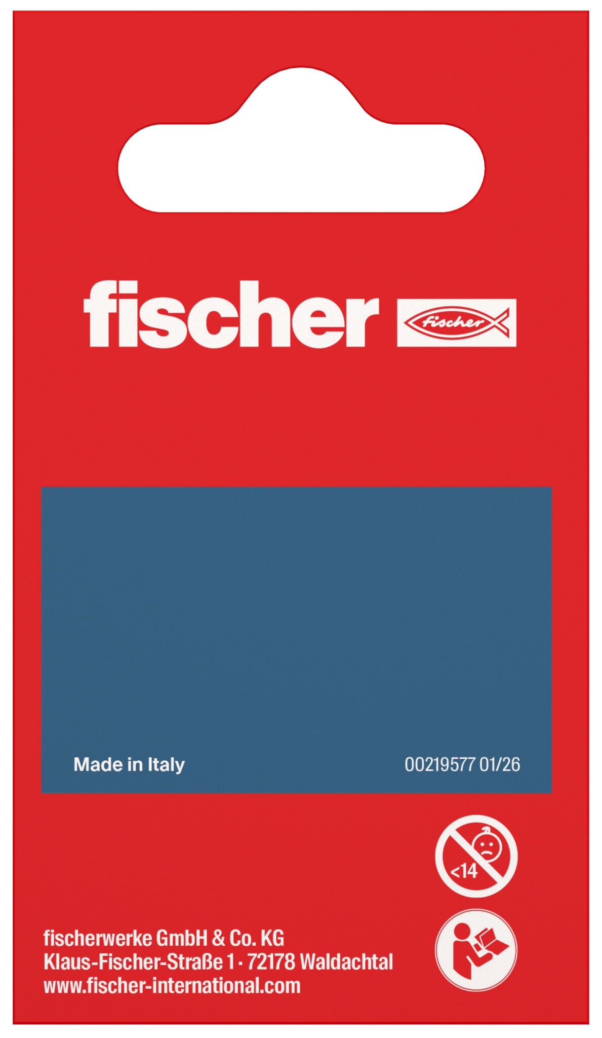 Packaging: "fischer chipboard screw PowerFast FPF II CZF 2.0 x 12 BC 170, countersunk head, cross drive PZ, full thread, blue passivated"