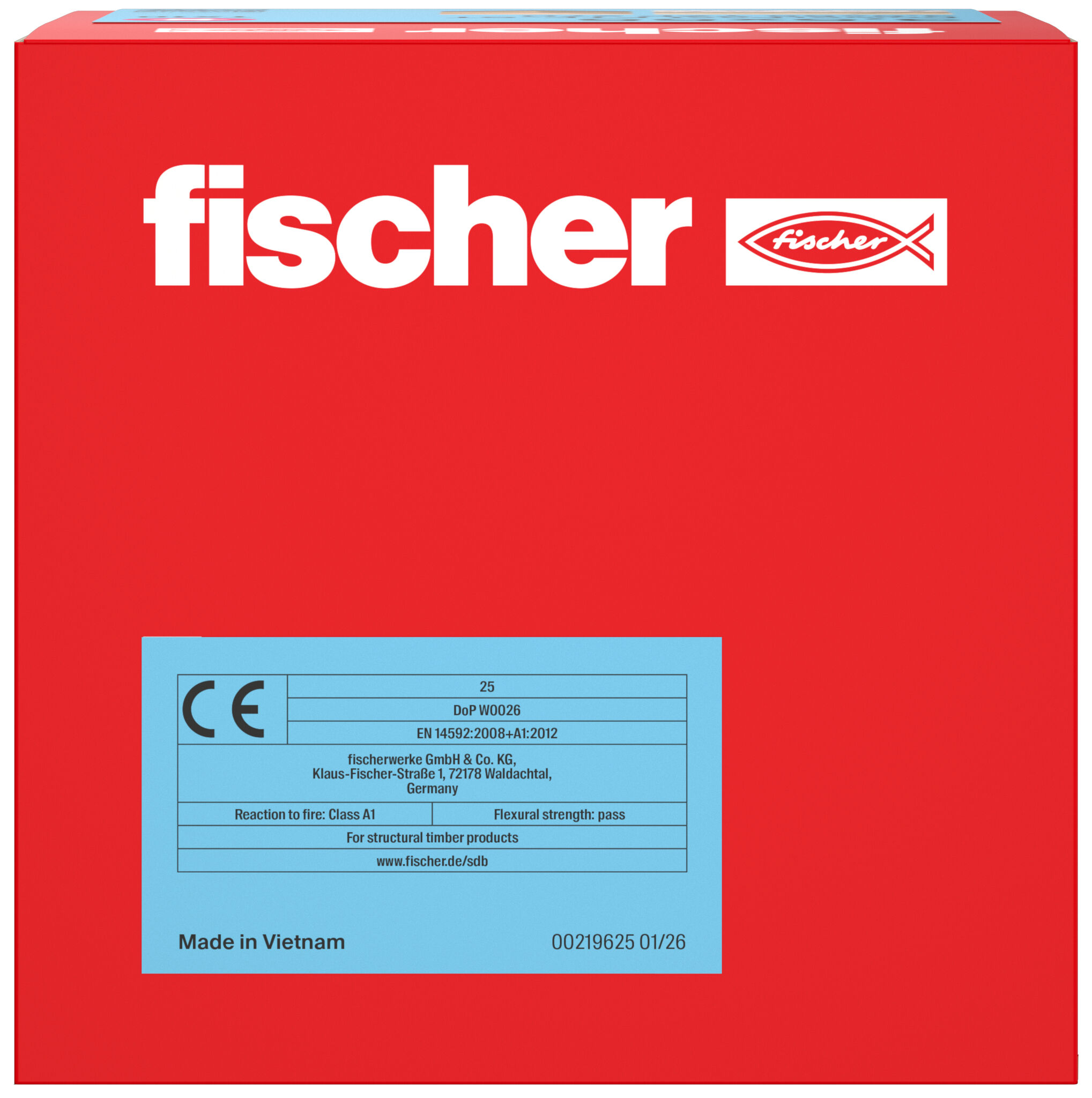 Packaging: "fischer OSB-board-screw FOS CTD 4.5 x 60 YZP 170, countersunk head, TX drive, double thread, yellow passivated"