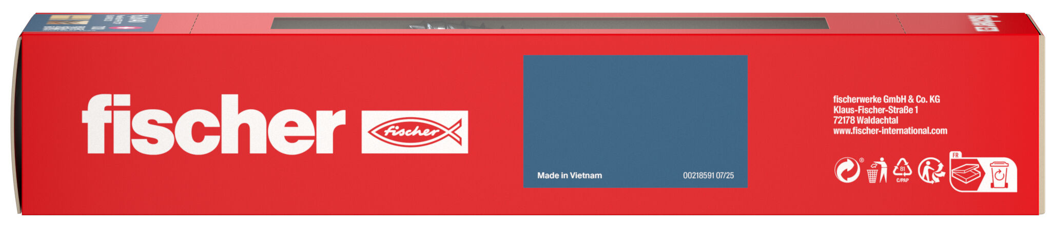 Packaging: "fischer chipboard screw PowerFast FPF II CTP 6.0 x 140 BC 25, countersunk head, TX drive, part thread, blue passivated"