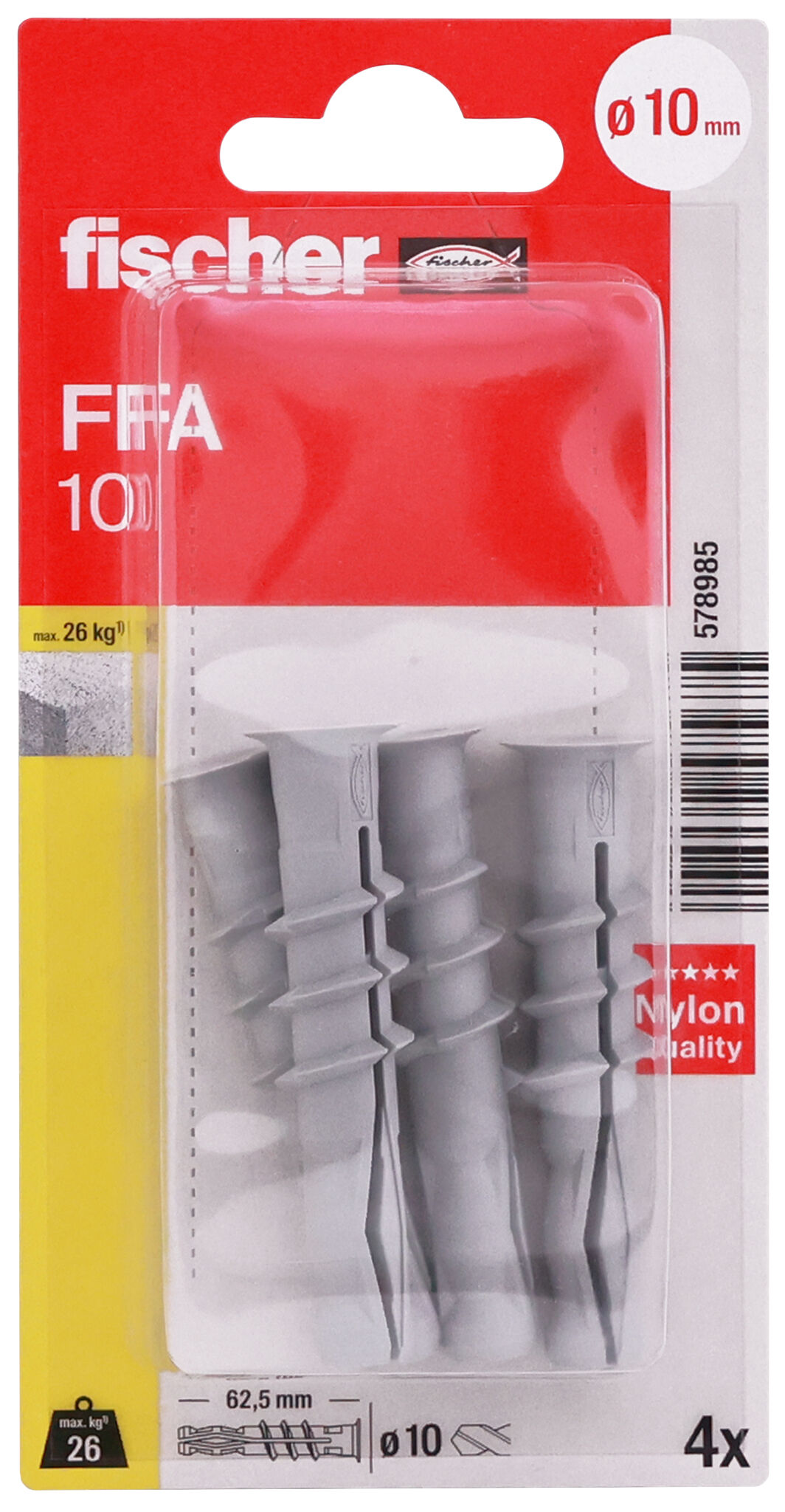 Packaging: "fischer aerated concrete plug FFA 10"