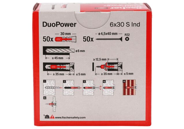 Packaging: "fischer DuoPower 6 x 30 S with black coated screws (Industry Design)"