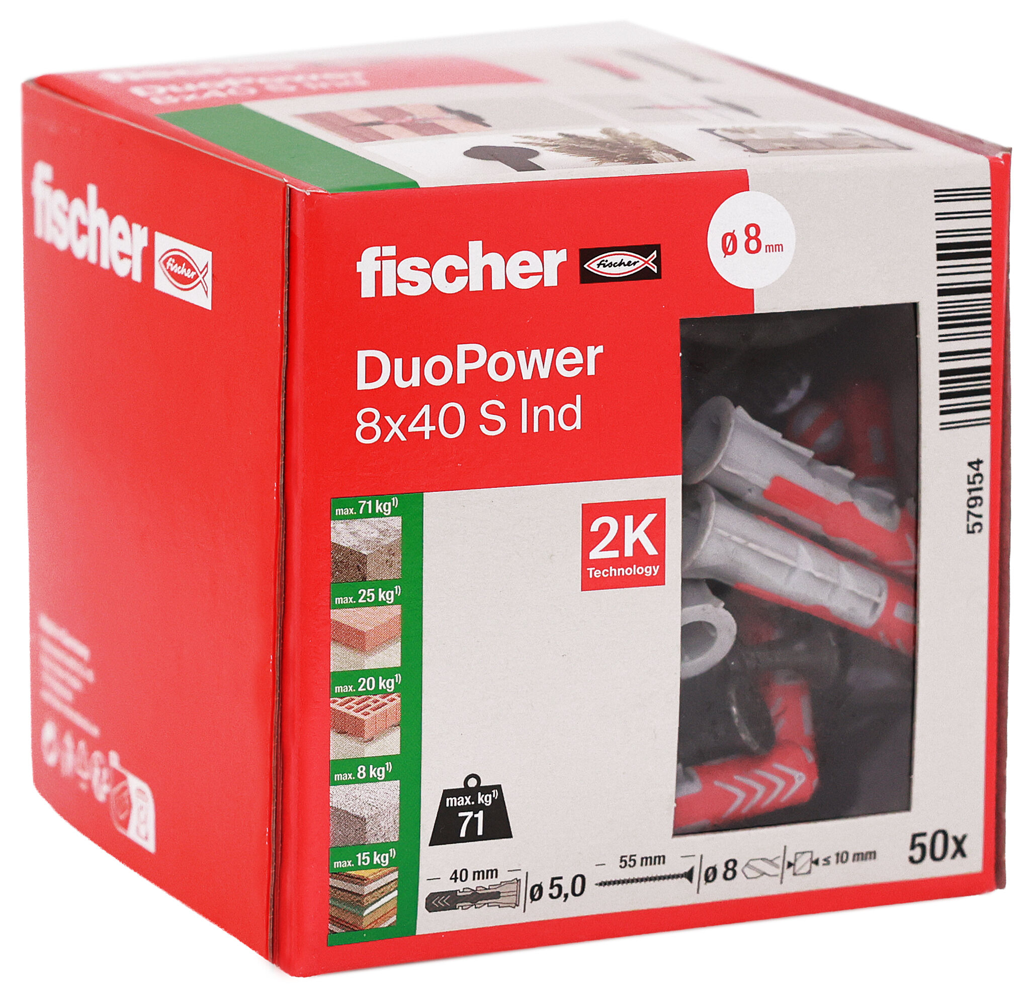Packaging: "fischer DuoPower 8 x 40 S with black coated screws (Industry Design)"