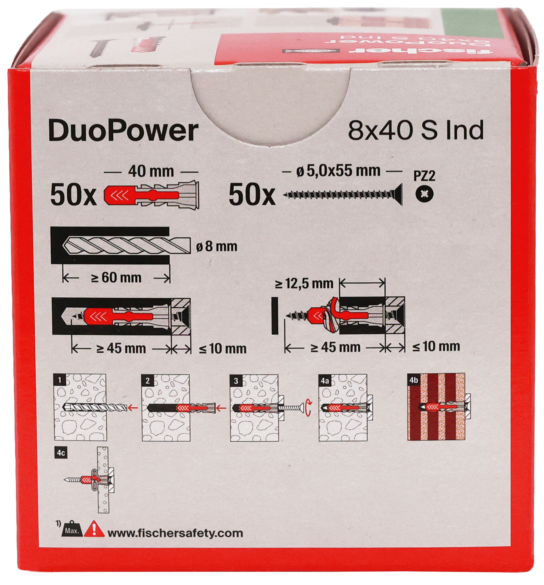 Packaging: "fischer DuoPower 8 x 40 S with black coated screws (Industry Design)"