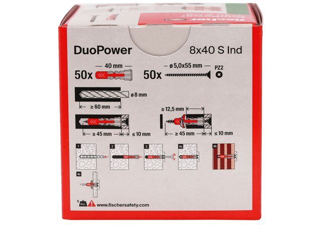 Packaging: "fischer DuoPower 8 x 40 S with black coated screws (Industry Design)"