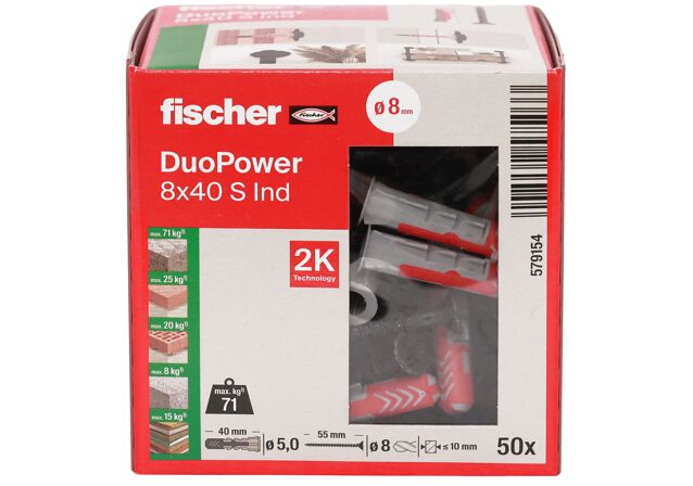 Packaging: "fischer DuoPower 8 x 40 S with black coated screws (Industry Design)"