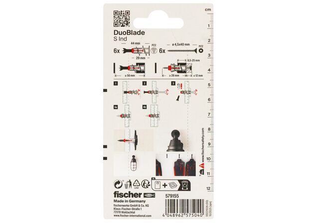 Packaging: "fischer Plasterboard fixing DuoBlade S with black coated screws (Industry Design)"