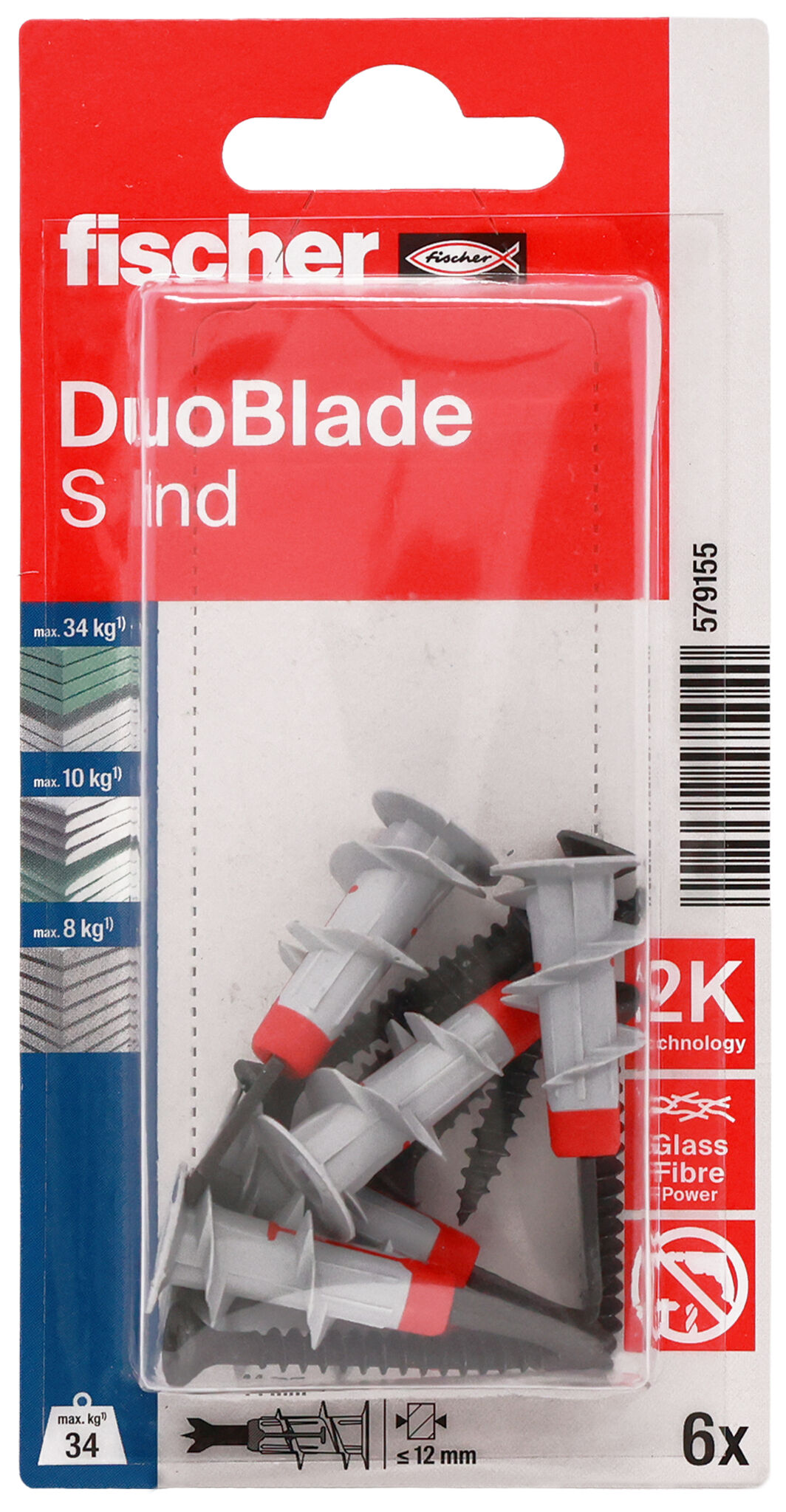 Packaging: "fischer Plasterboard fixing DuoBlade S with black coated screws (Industry Design)"