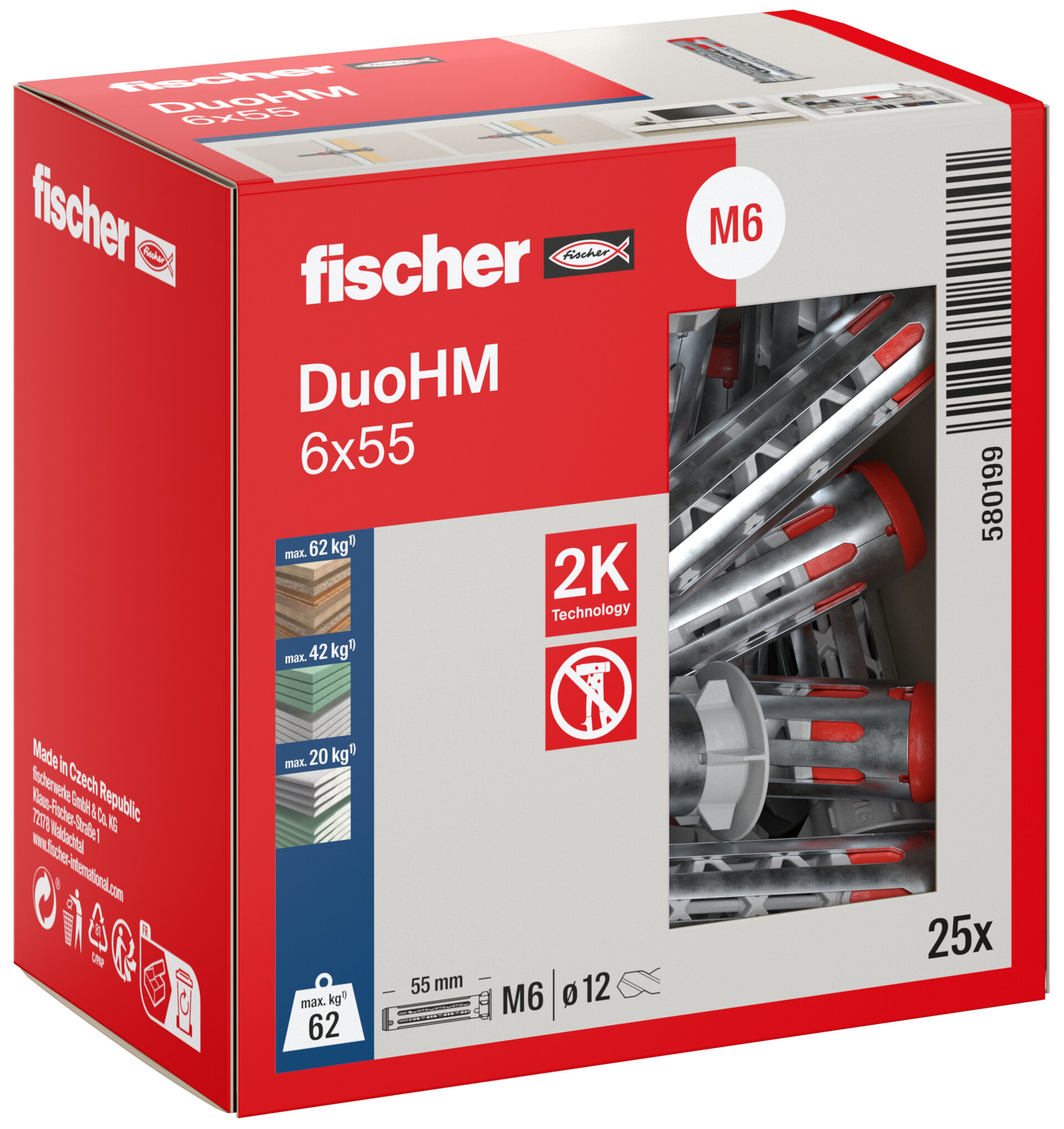 Verpackung: "fischer Hohlraumdübel DuoHM 6 x 55"