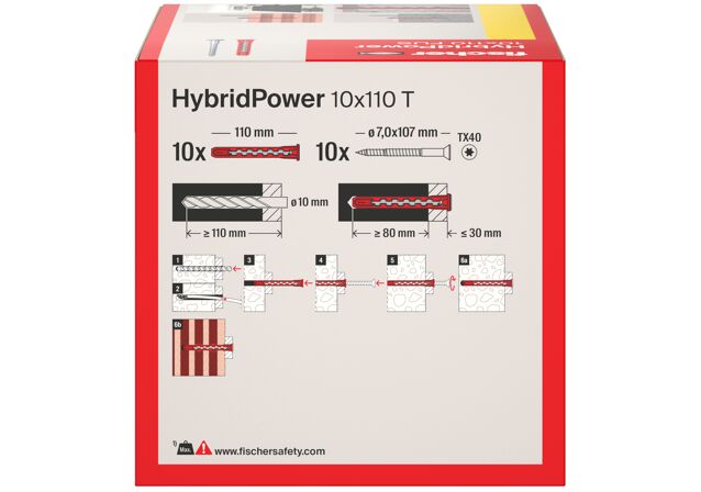 Verpackung: "fischer HybridPower 10 x 110 T (10), Senkkopfschraube, TX Antrieb"