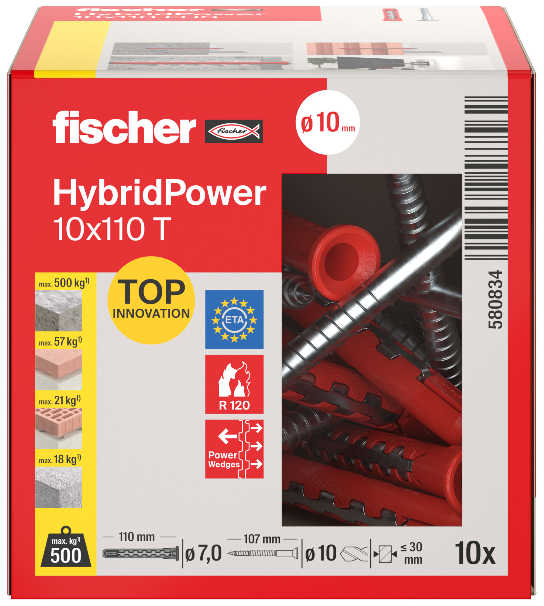 Packaging: "fischer HybridPower 10 x 110 T (10)"