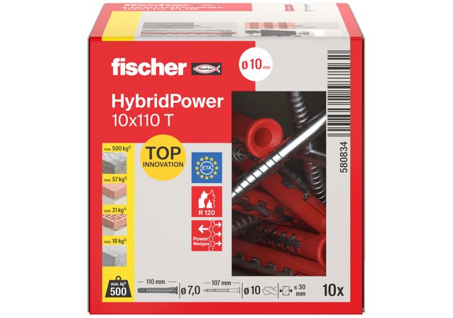 Verpackung: "fischer HybridPower 10 x 110 T (10), Senkkopfschraube, TX Antrieb"