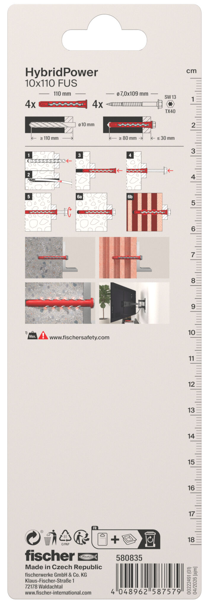 Packaging: "fischer HybridPower 10 x 110 FUS K"