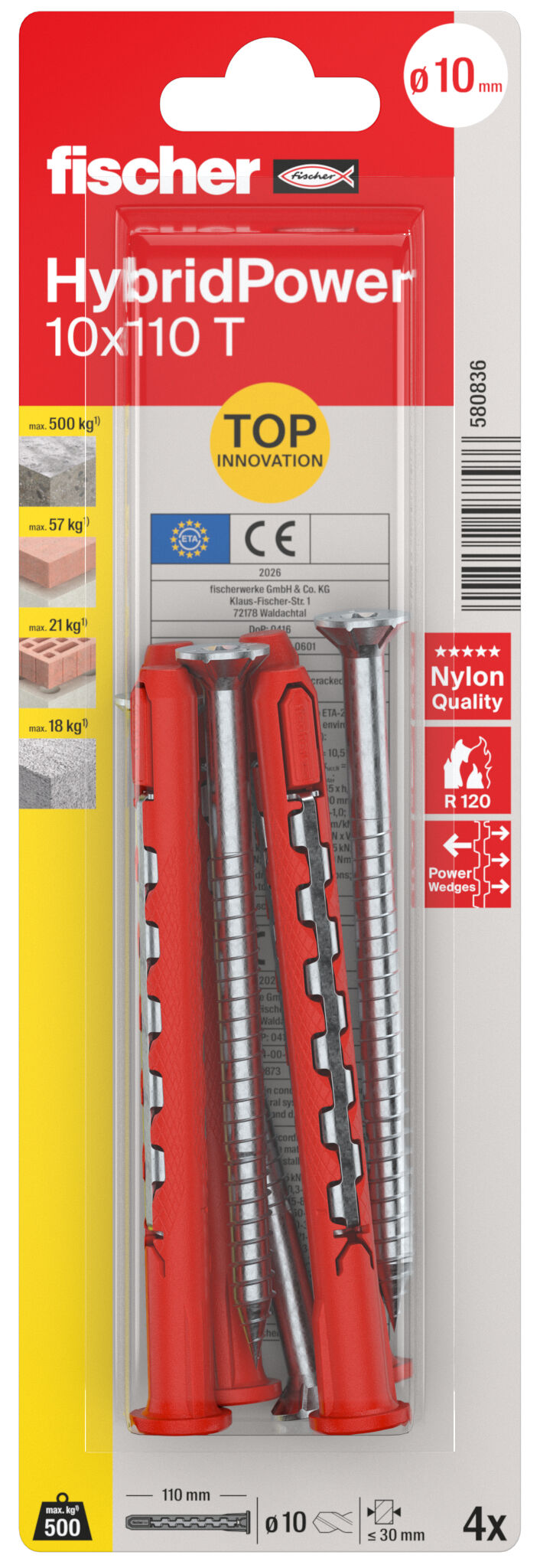 Packaging: "fischer HybridPower 10 x 110 T K"