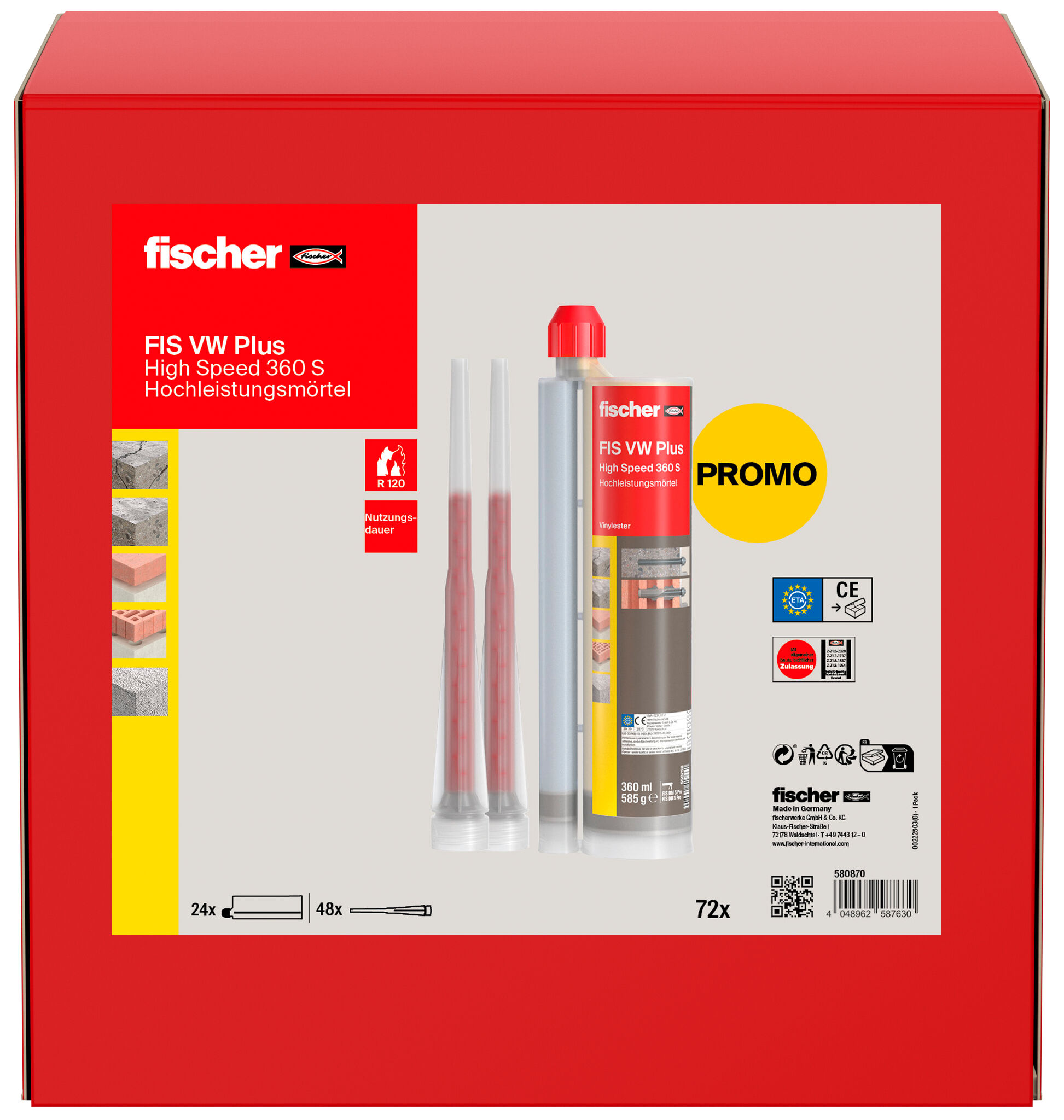 Verpackung: "fischer Hochleistungsmörtel FIS VW Plus 360 S UMK"