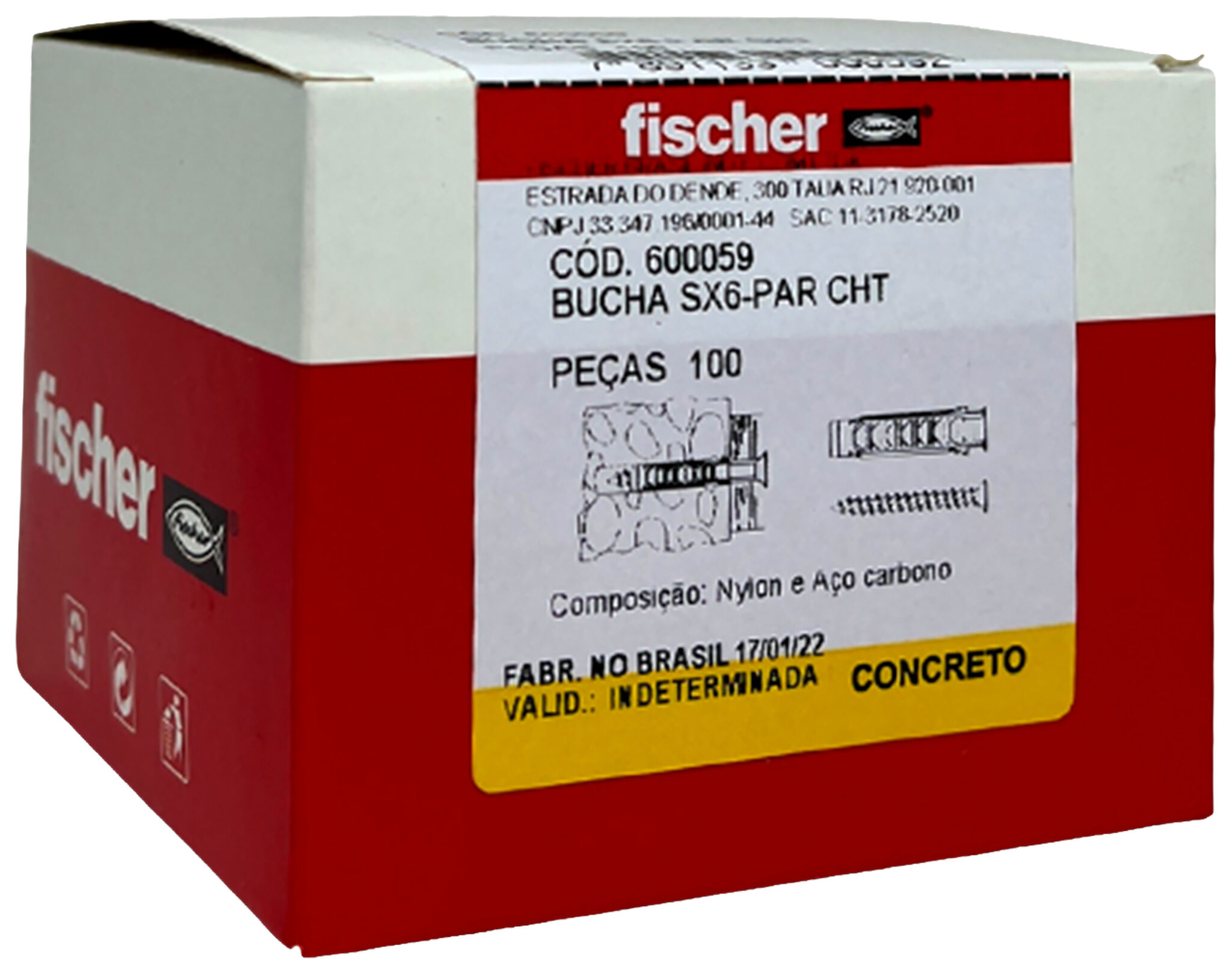 Packaging: "Bucha de expansão SX 6 x 30 com rebordo"