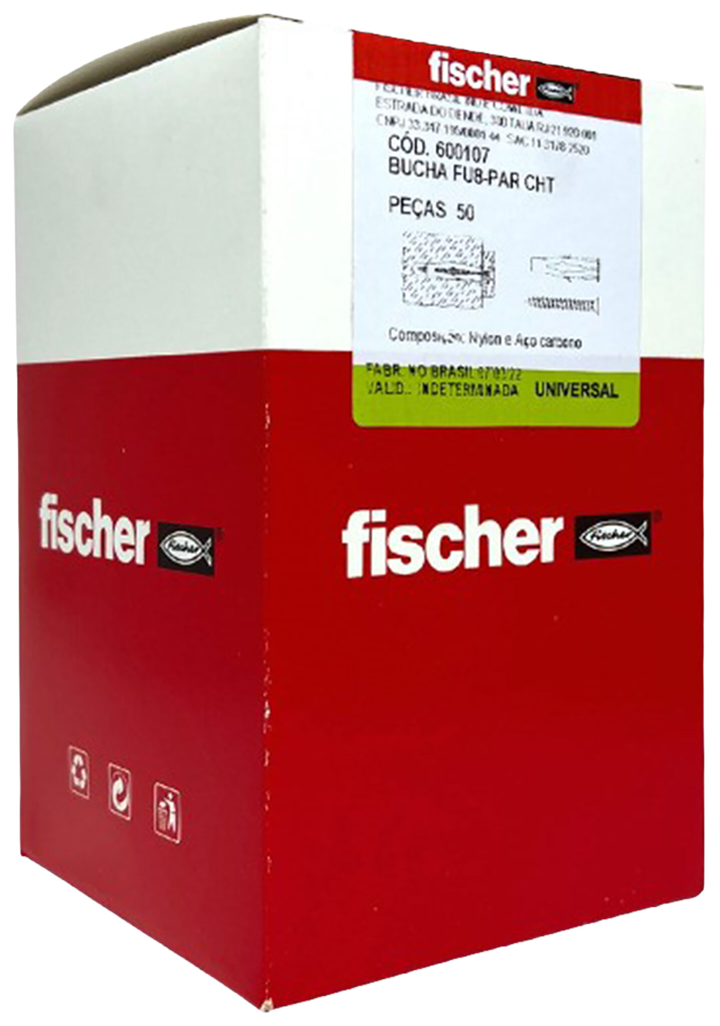 Packaging: "fischer Bucha Universal FU 8 x 50 SK com parafuso"