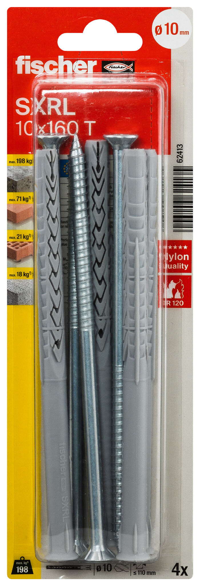 Packaging: "fischer Frame fixing SXRL 10 x 160 T zinc-plated steel"