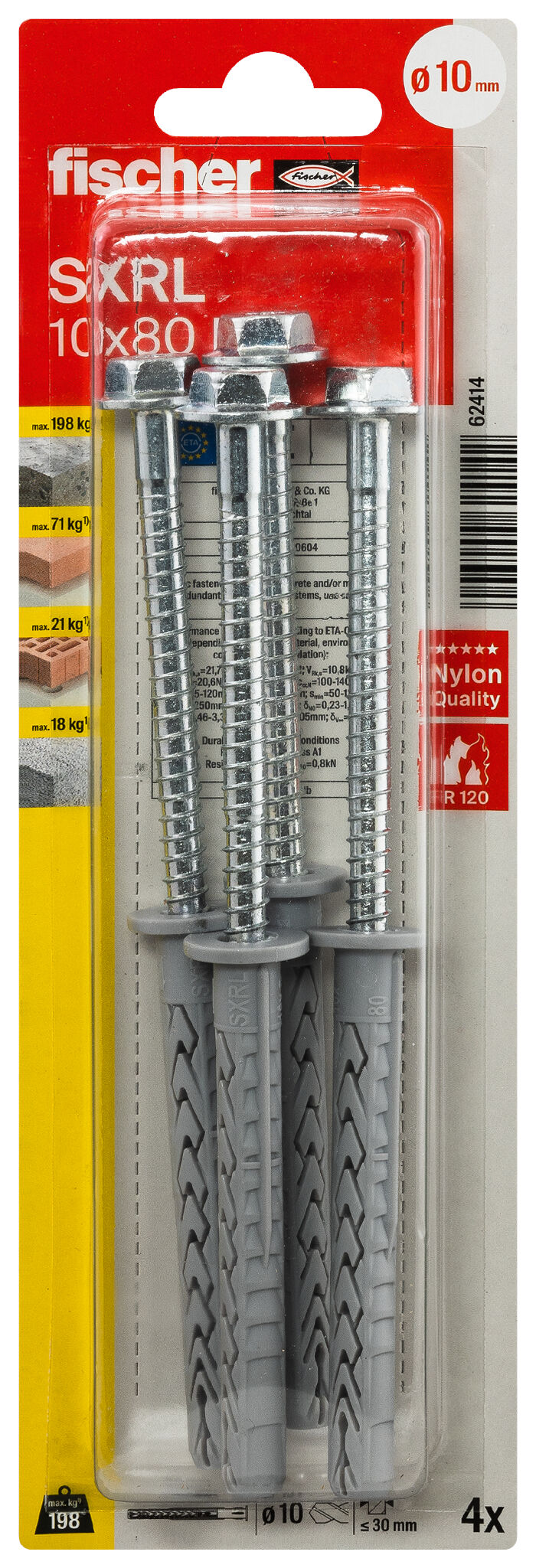 Packaging: "fischer Frame fixing SXRL 10 x 80 FUS zinc-plated steel"