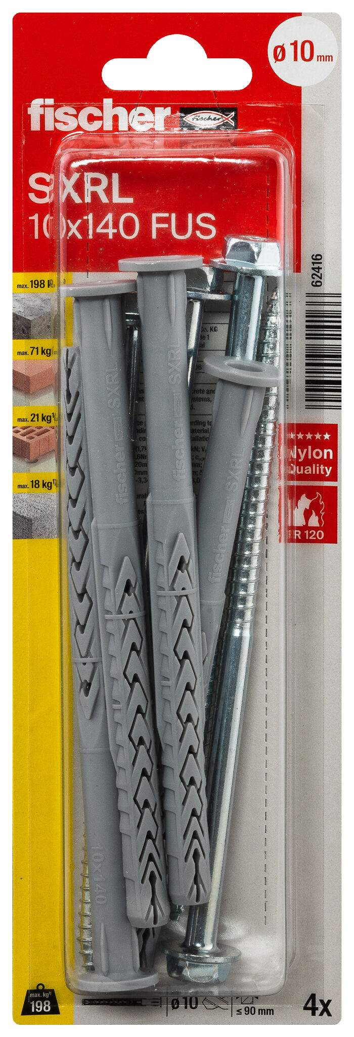 Packaging: "fischer Frame fixing SXRL 10 x 140 FUS zinc-plated steel"