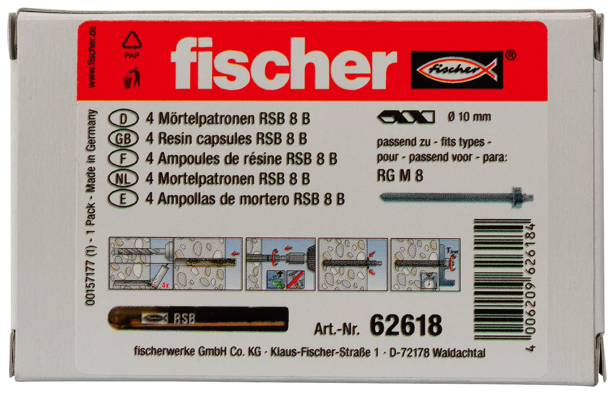 Packaging: "fischer Chemische capsule RSB 8 B"
