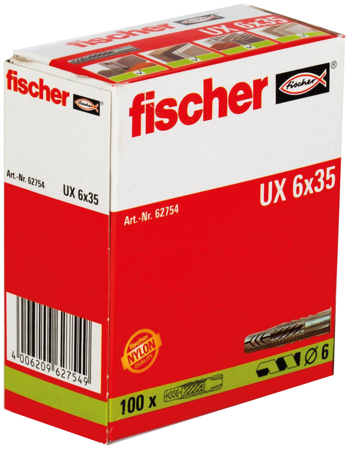 Packaging: "fischer Evrensel tapa UX 6 x 35 kenarsız"
