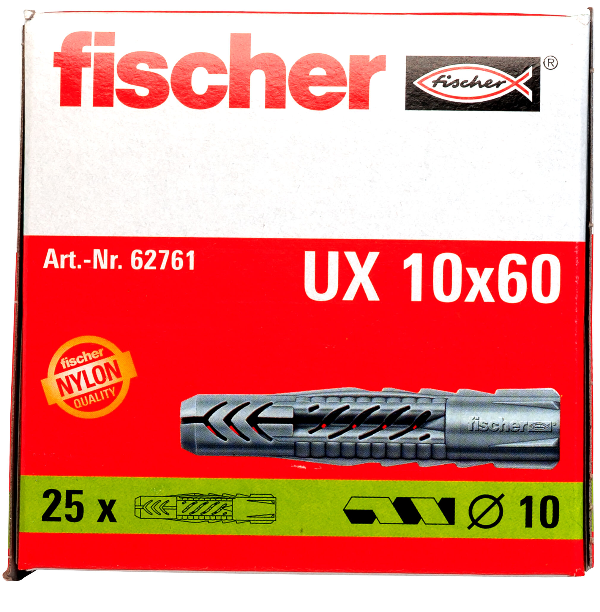 Packaging: "fischer Universal plug UX 10 x 60 in carton"