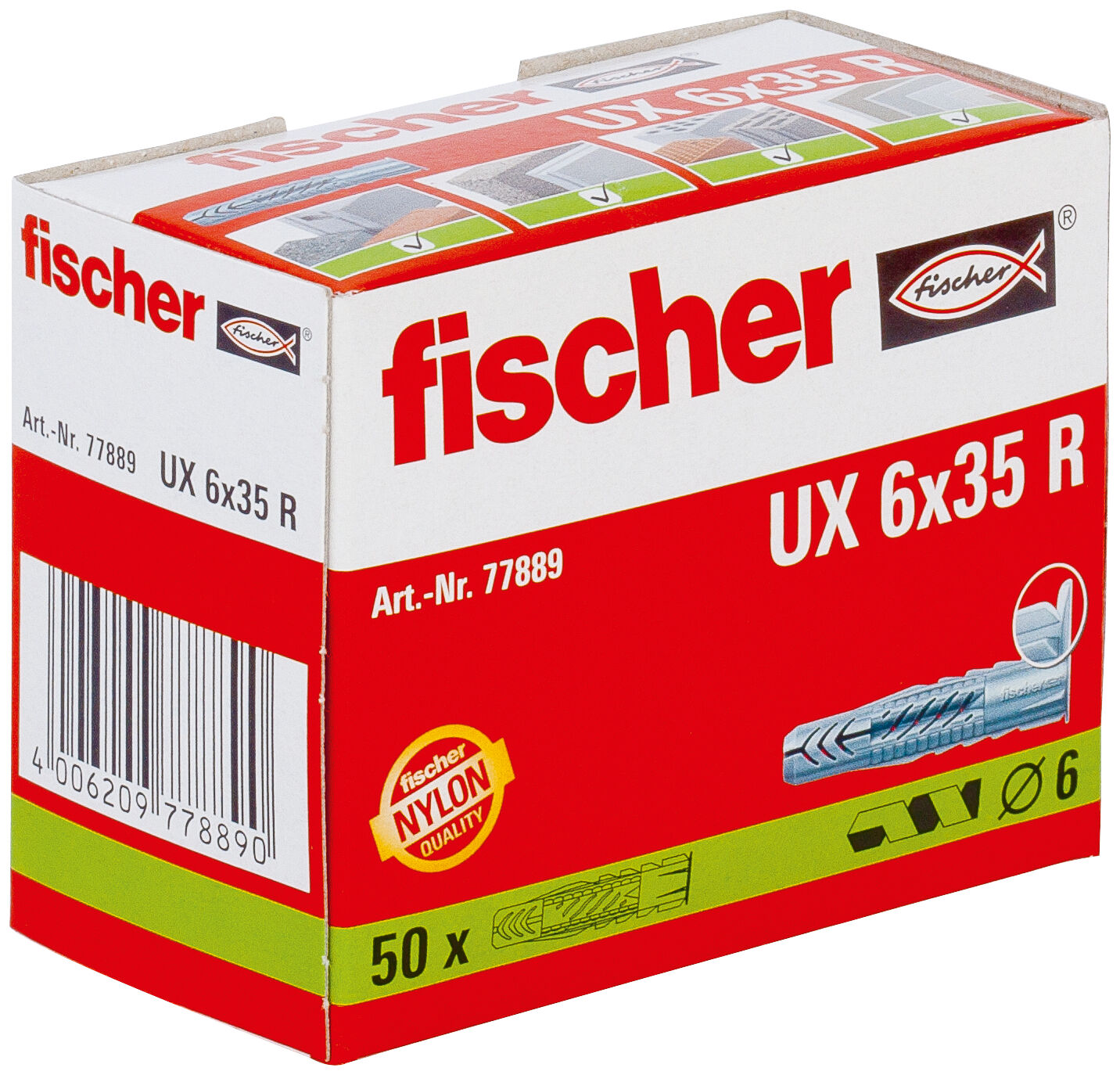 Packaging: "Caja Tacos universales UX 6 x 35 R - 50 uds."