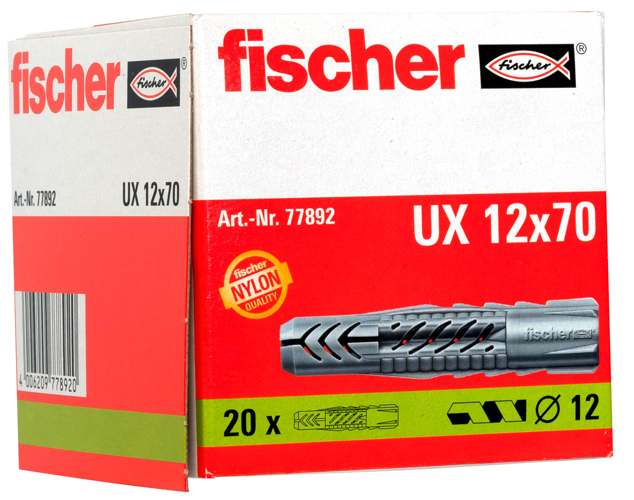 Packaging: "fischer Universal plug UX 12 x 70 in carton"