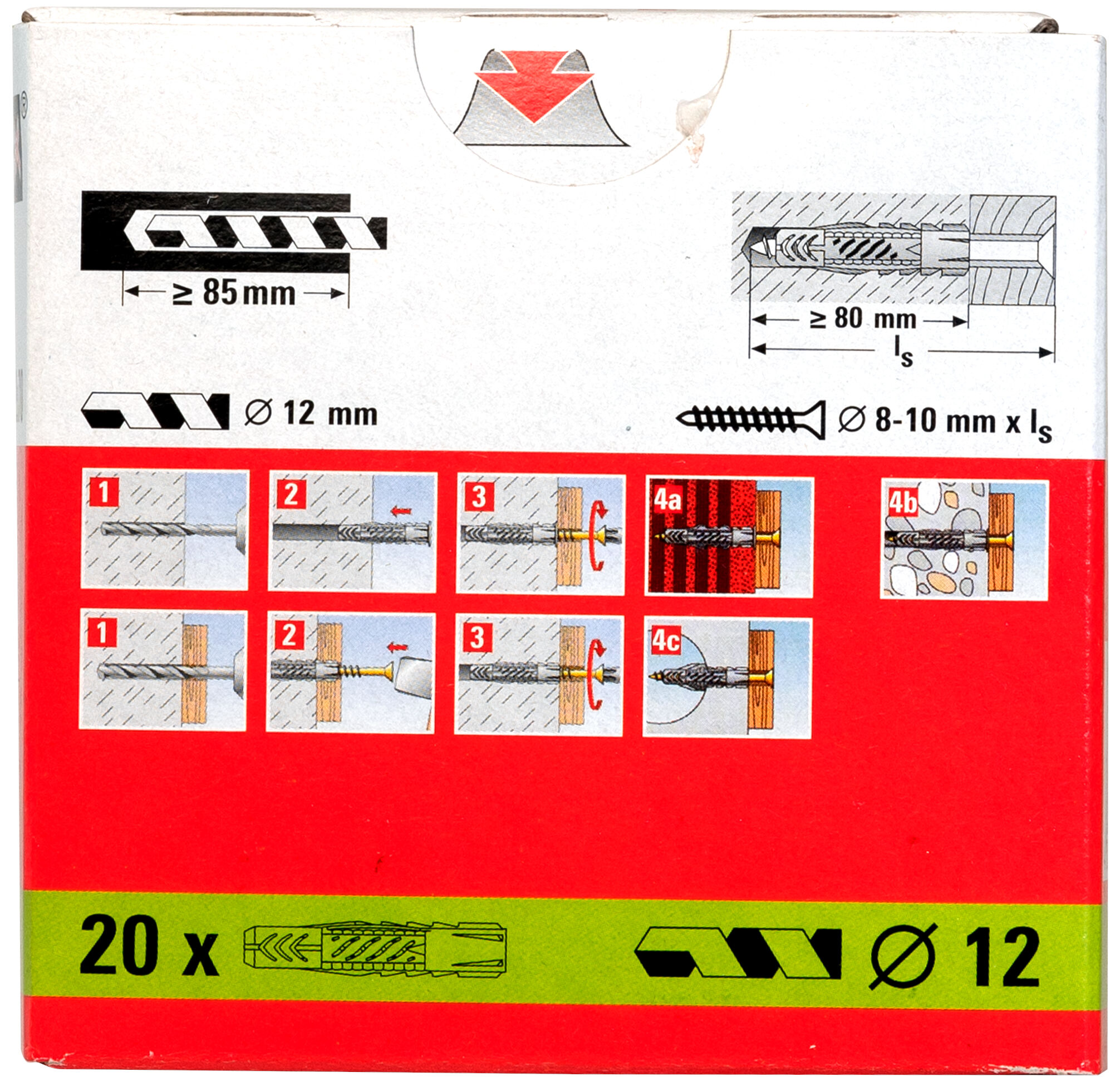 Packaging: "fischer Universal plug UX 12 x 70 in carton"