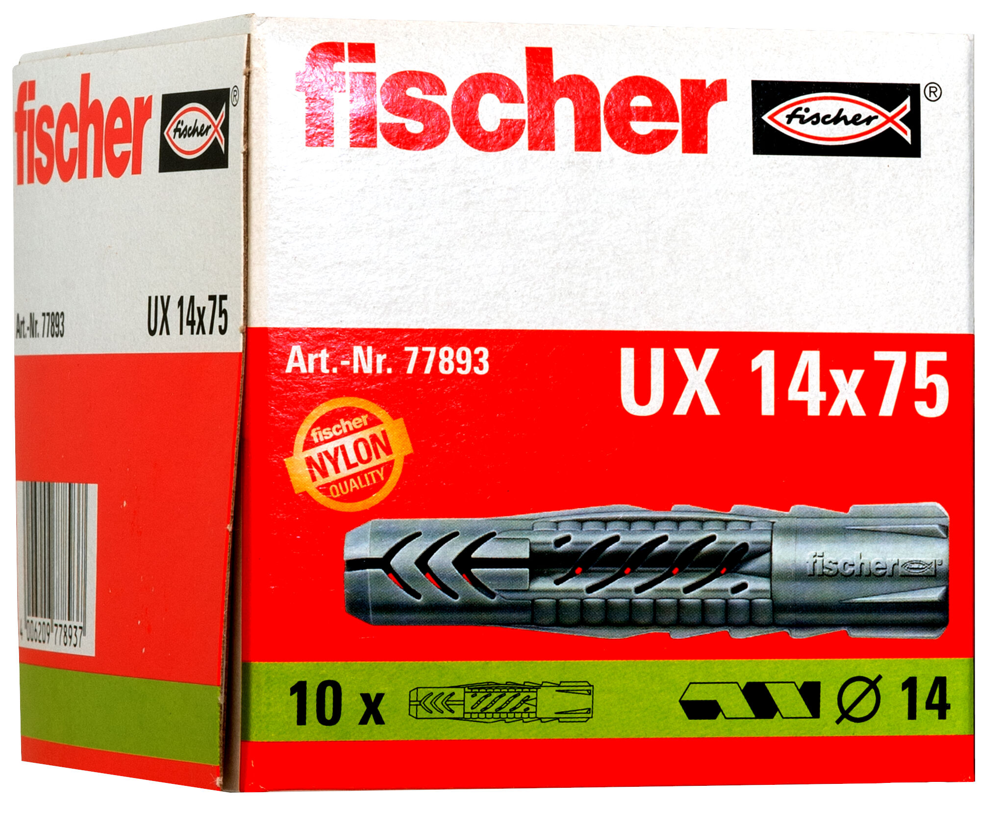 Packaging: "fischer Universal plug UX 14 x 75 in carton"