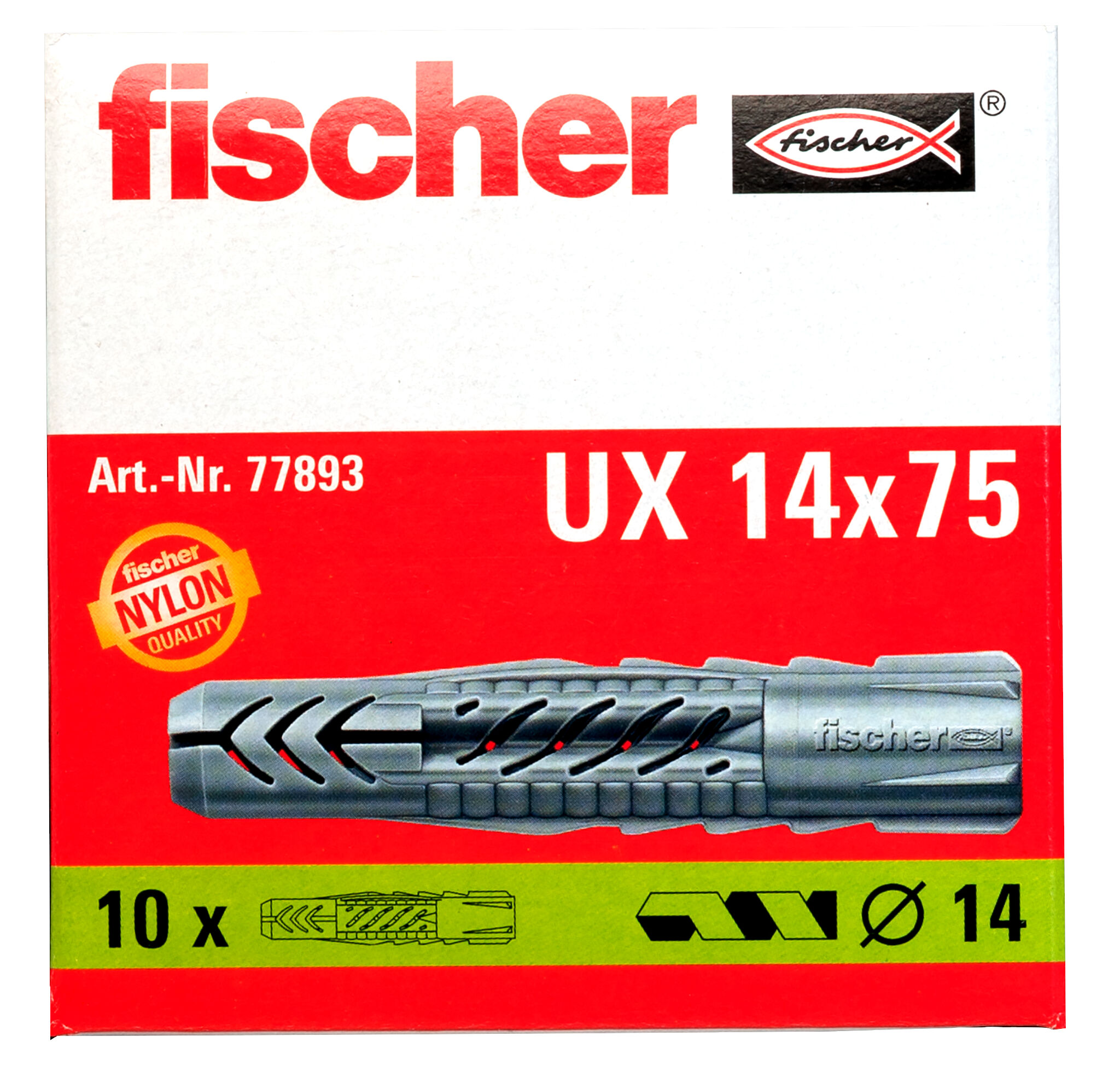 Packaging: "fischer Universal plug UX 14 x 75 in carton"