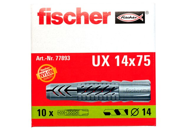 Verpackung: "fischer Universaldübel UX 14 x 75"