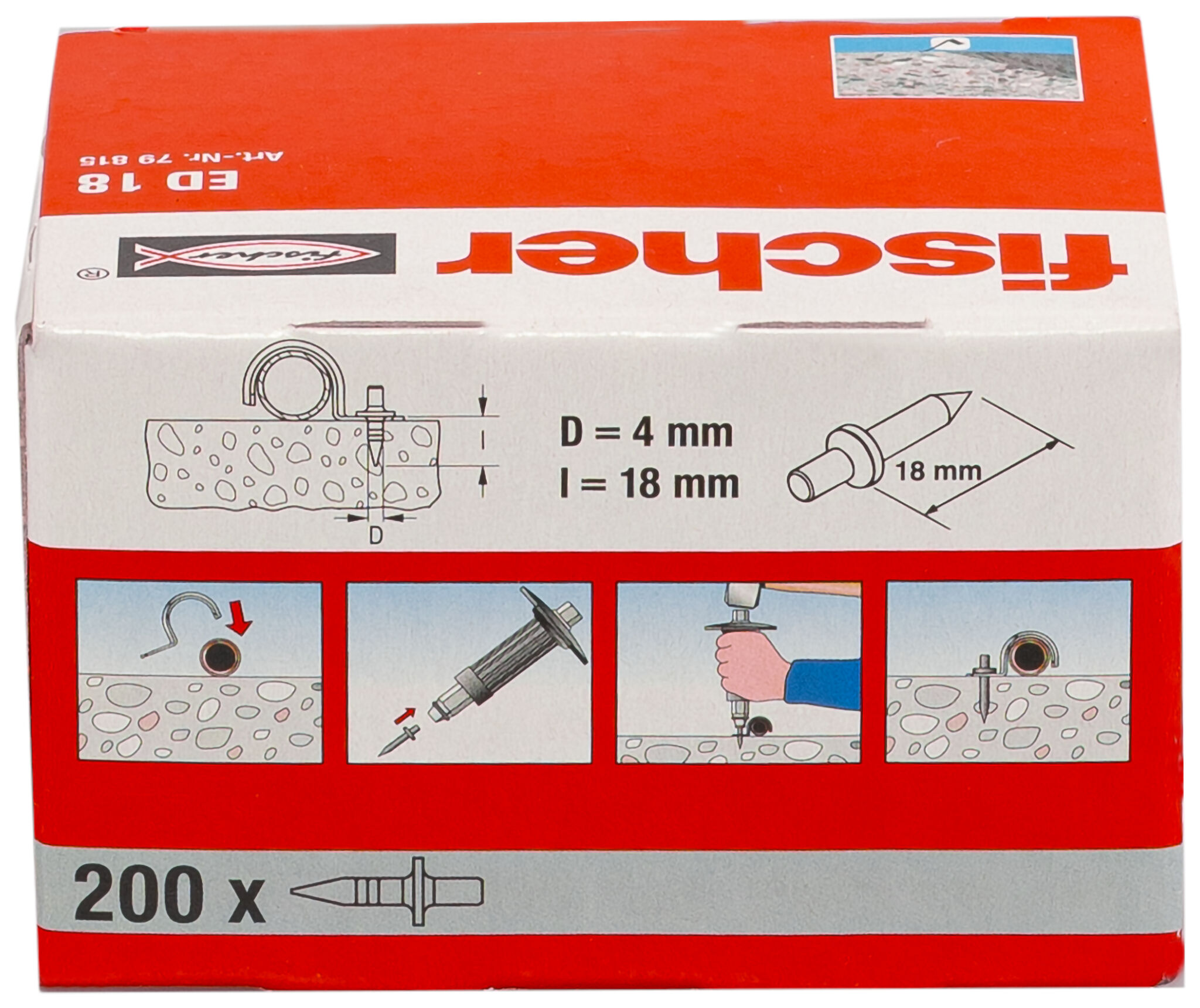 Verpackung: "fischer Einschlagnagel ED 18"