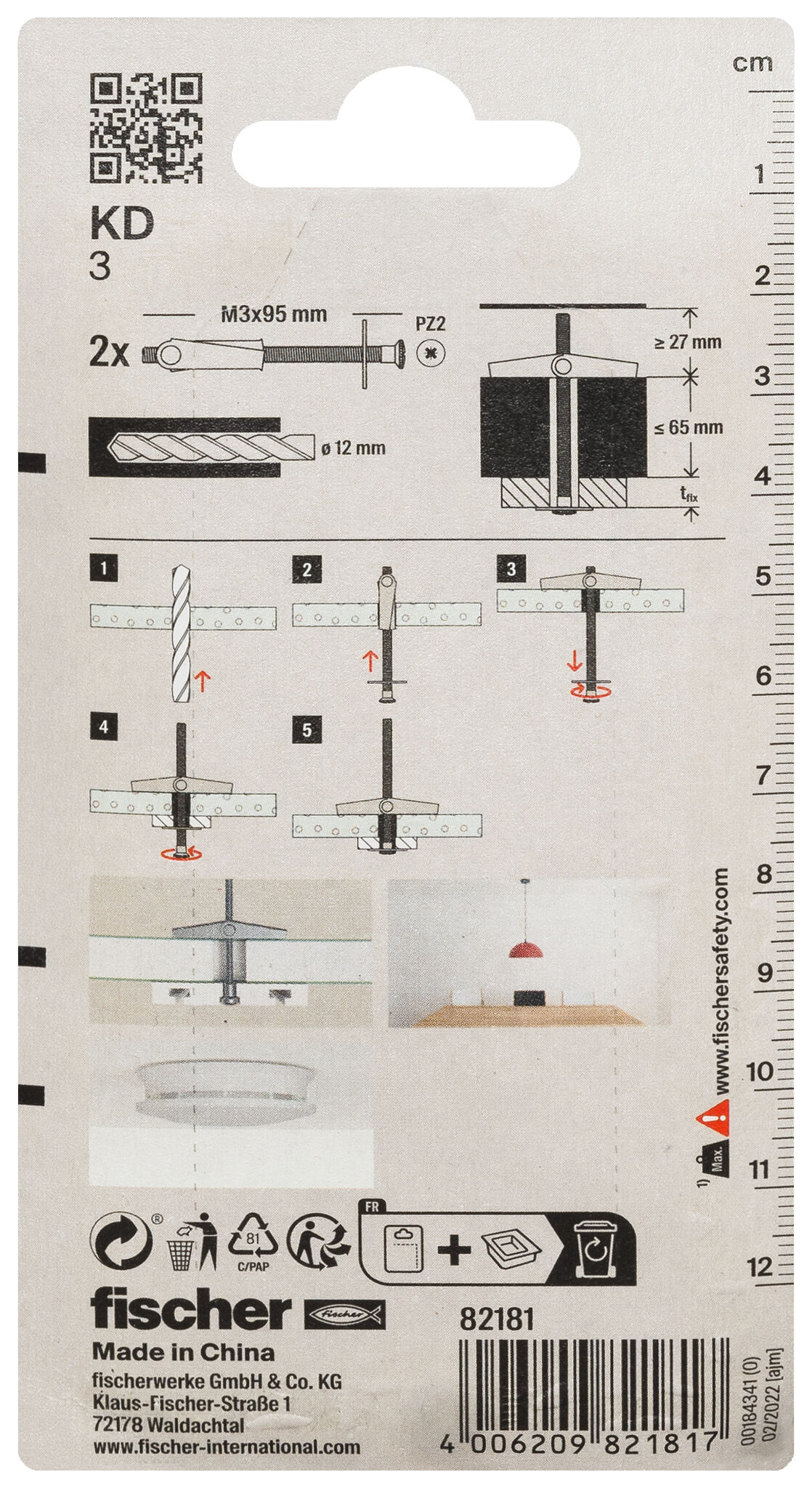 Packaging: "fischer Spring toggle KD 3 K SB-card"