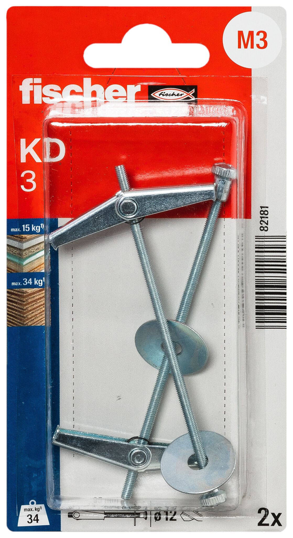 Packaging: "fischer Spring toggle KD 3 K SB-card"