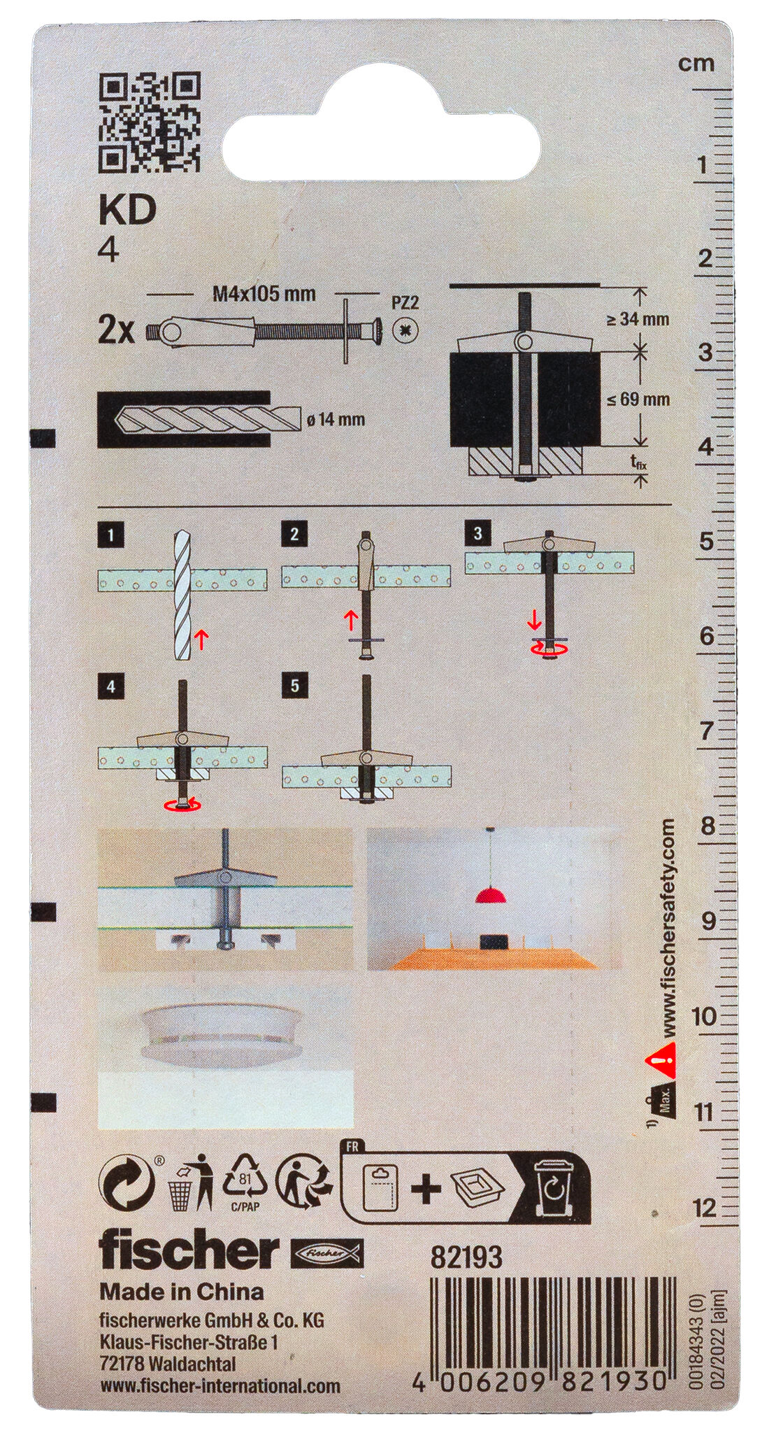 Packaging: "fischer Spring toggle KD 4 K SB-card"