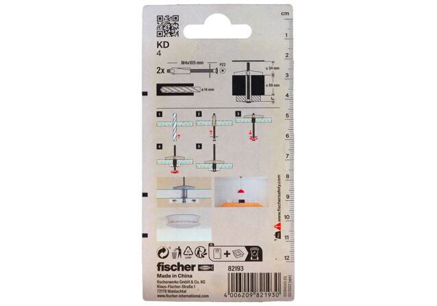Verpackung: "fischer Kippdübel KD 4"