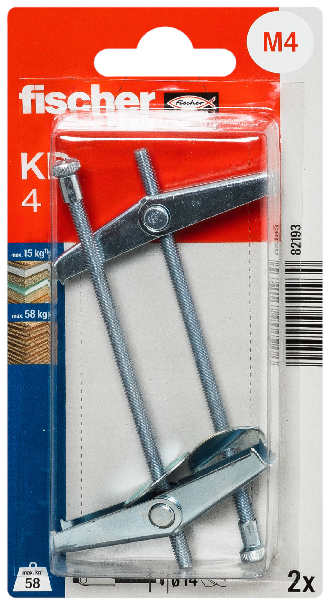 Packaging: "fischer Spring toggle KD 4 K SB-card"