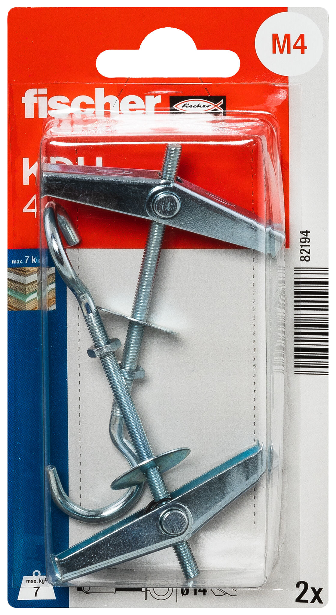 Verpackung: "fischer Kippdübel KDH 4 mit Haken"