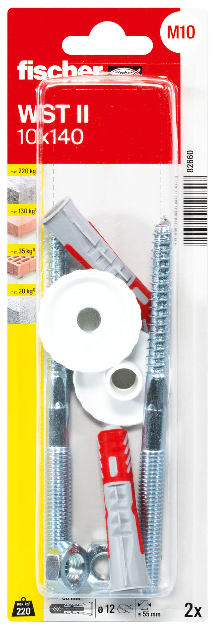 Packaging: "fischer Wash basin fixing WST II 10 x 140"