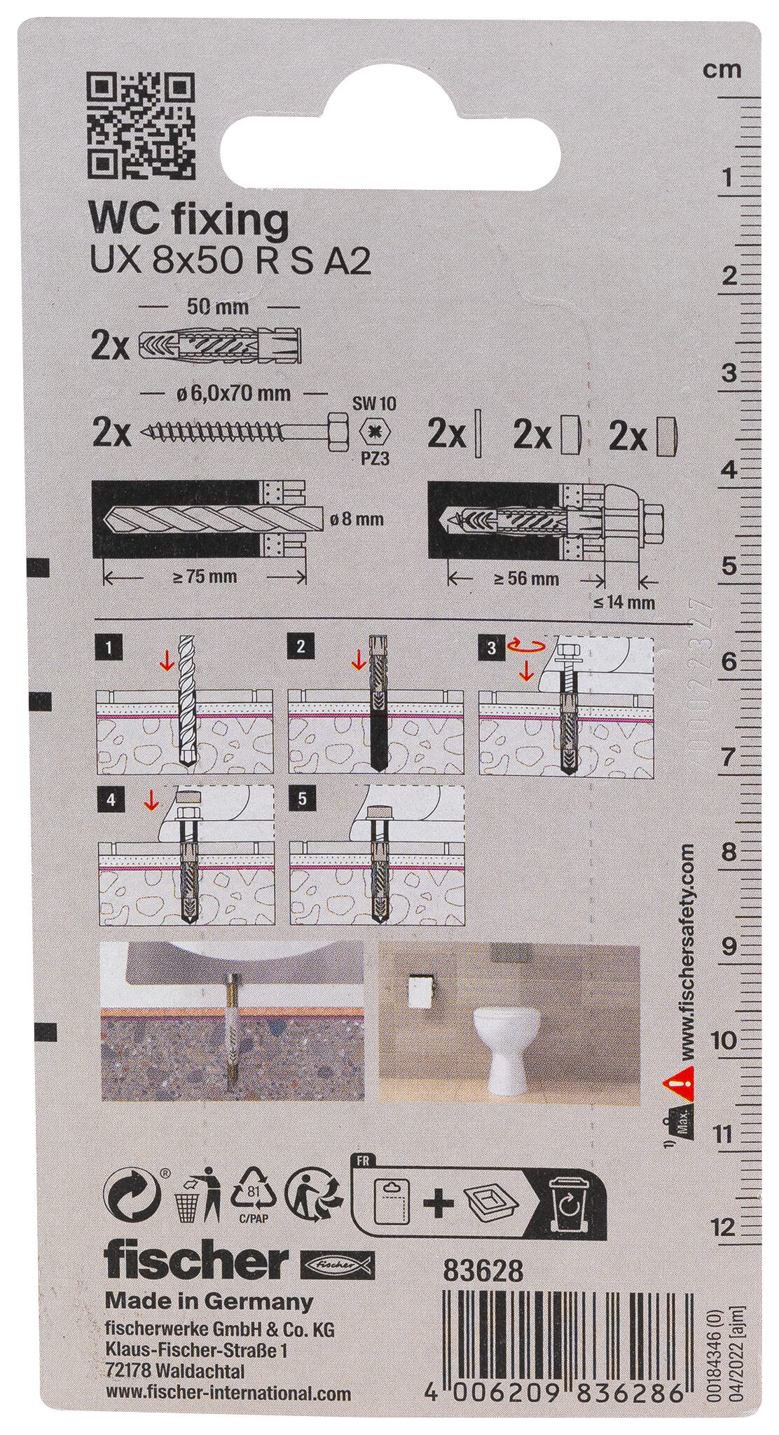 Verpackung: "fischer Befestigungs - Set WC N"