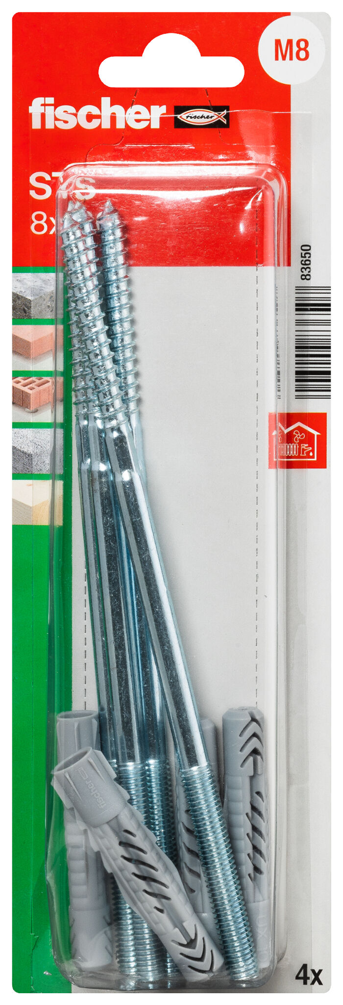Packaging: "fischer Stud screw STS 8 x 180 + UX K"