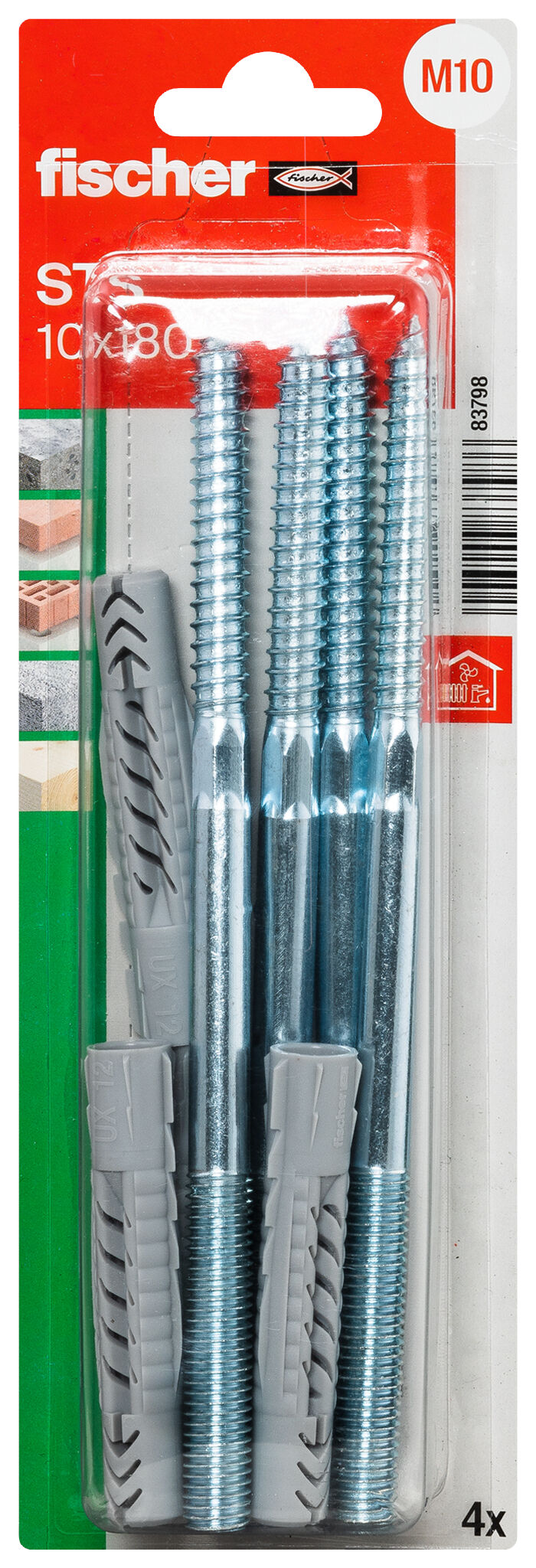 Packaging: "피셔 스터드 스크류 STS 10 x 180 + UX K SB-SaMo"