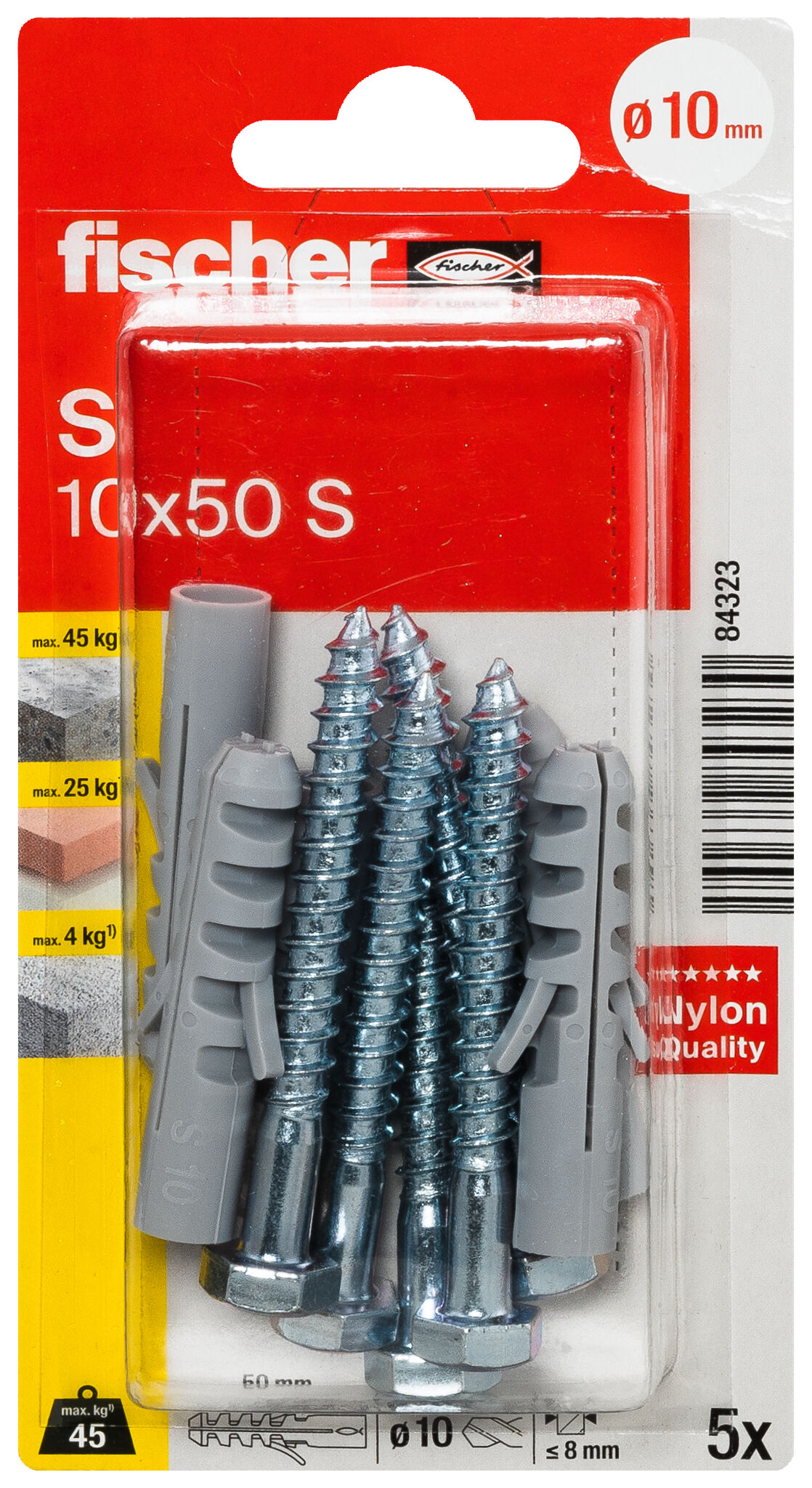 Packaging: "fischer Expansion plug S 10 with screw"