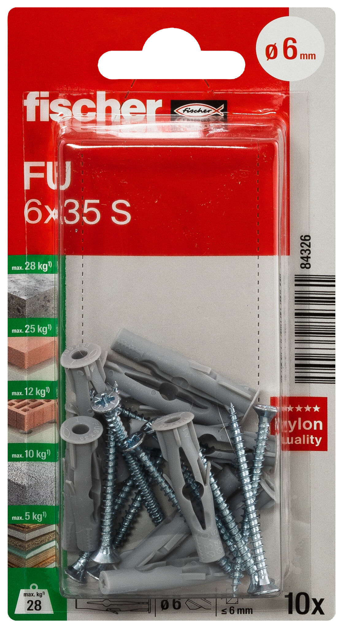 Packaging: "fischer Universeel plug FU 6 x 35 S"