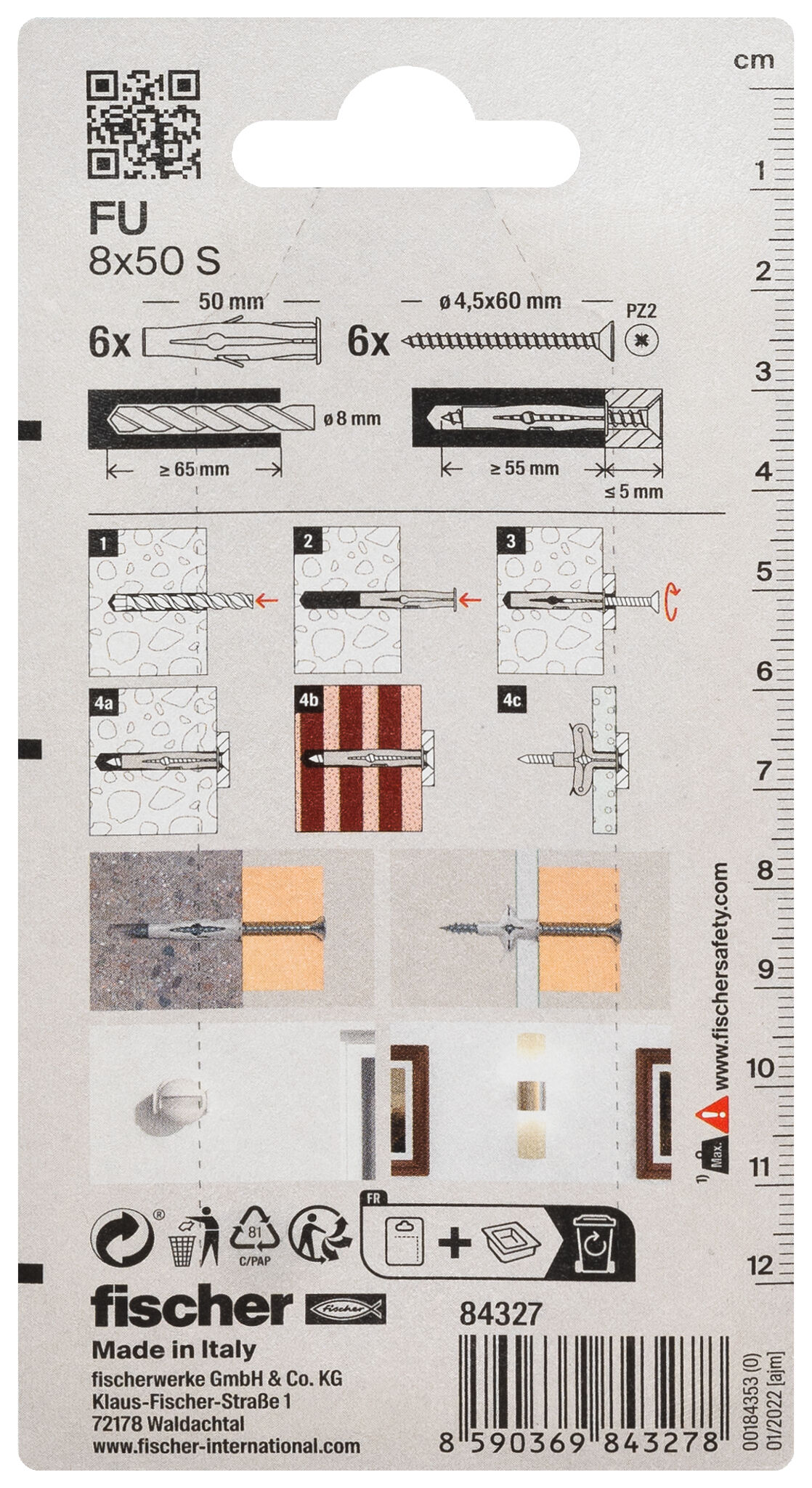 Packaging: "fischer Universal plug FU 8 x 50 S"