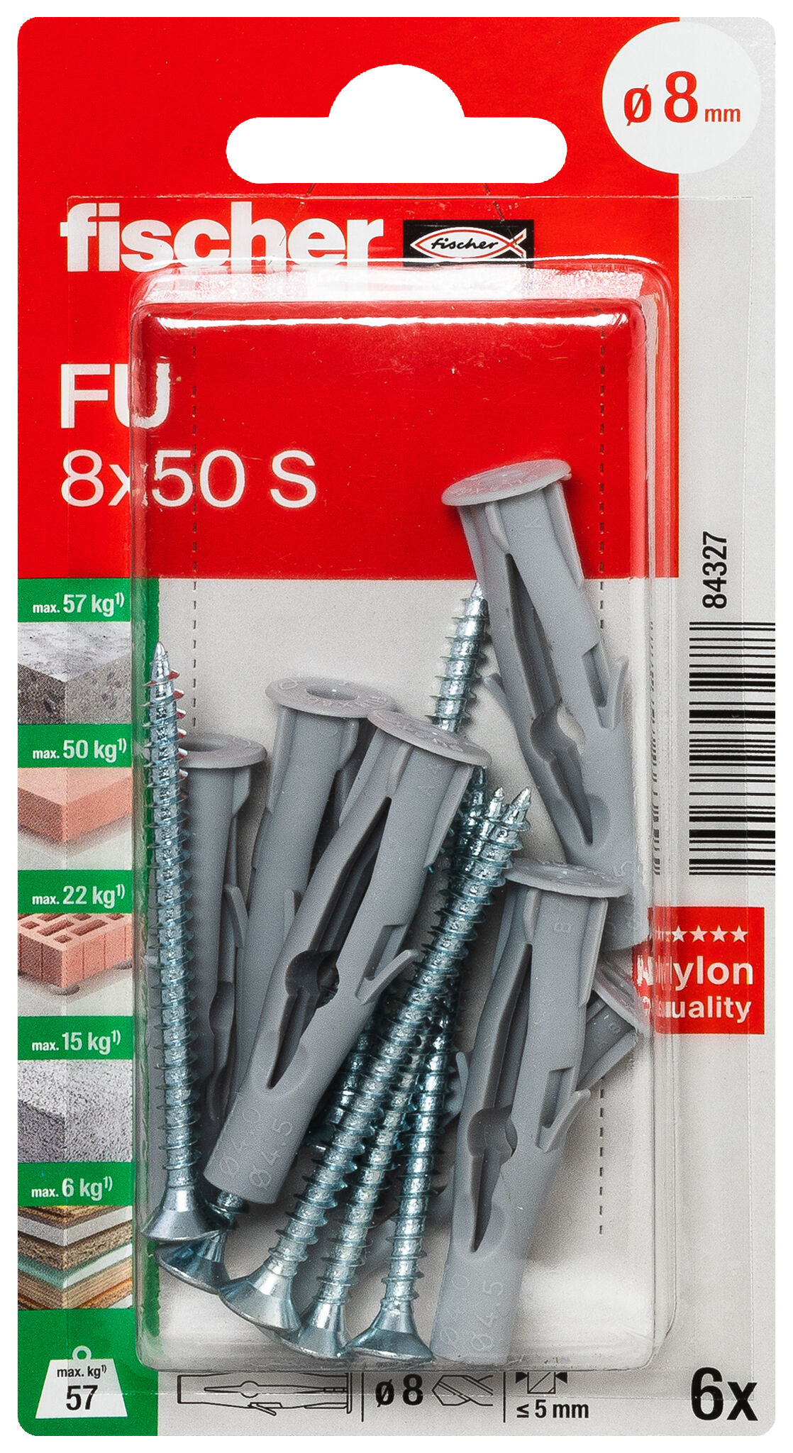 Packaging: "fischer Universal plug FU 8 x 50 S"
