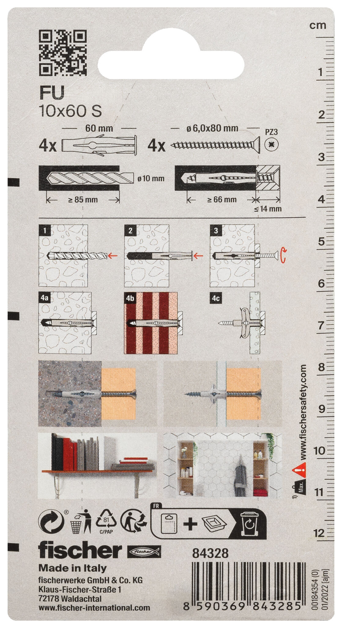 Packaging: "fischer Universal plug FU 10 x 60 S"