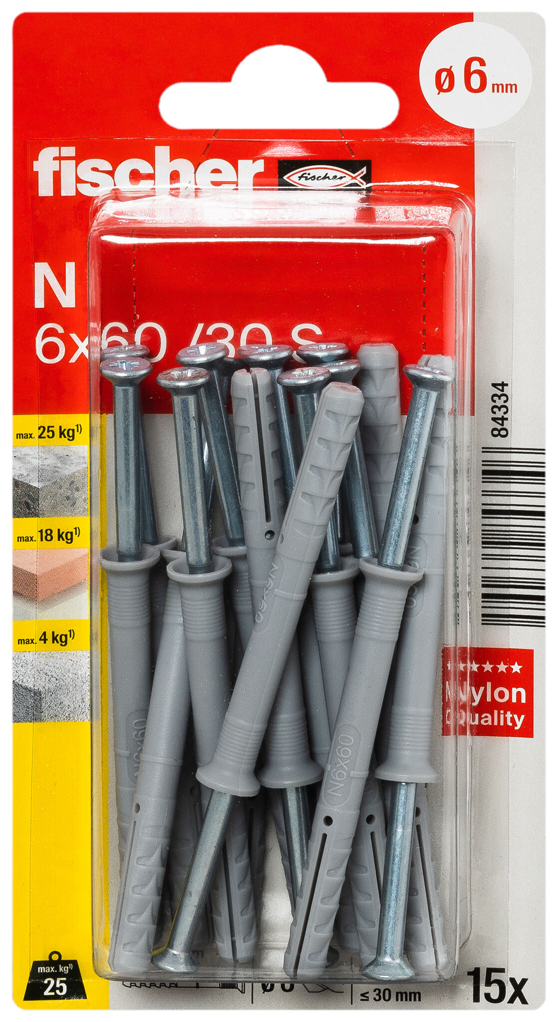 Packaging: "fischer Hammerfix N 6 x 60/30 S with countersunk head gvz SB-card"