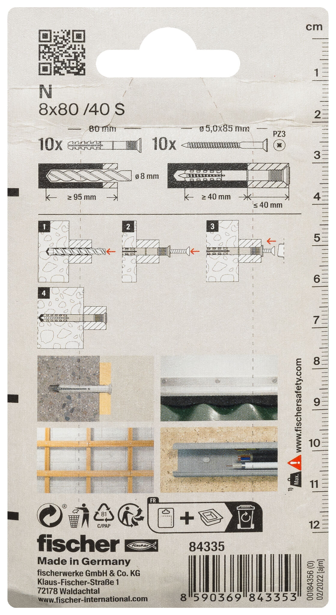 Packaging: "Blister taco clavo N 8x80/40 K - 12uds."
